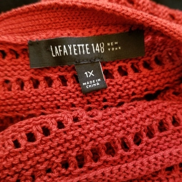 Lafayette 148 Red Knit Open Front Cardigan Size 1x - Picture 6 of 6